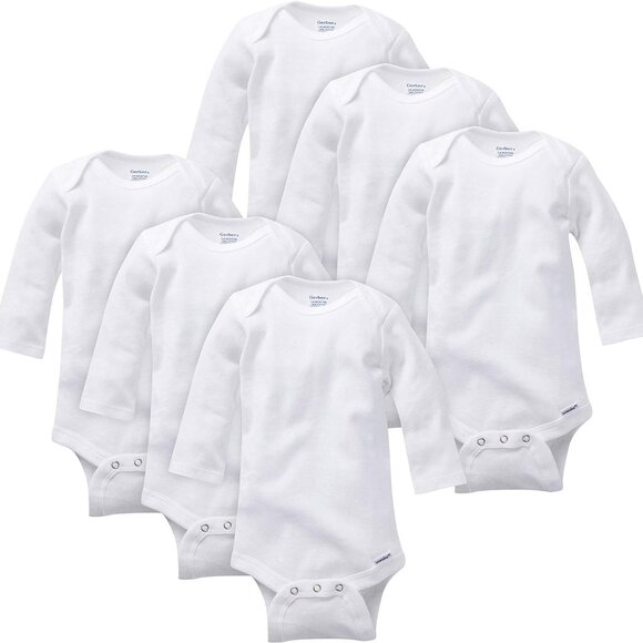 Unisex Long Sleeve Baby Bodysuits - 6-Pack of Soft Cotton for Easy Dressing - Picture 1 of 5